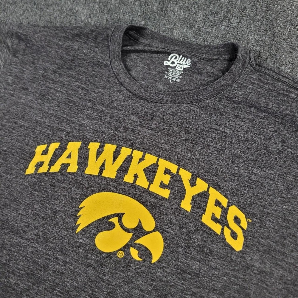 Blue 84 Iowa Hawkeyes T-Shirt Gray Yellow Graphic Tee MTBT2 L